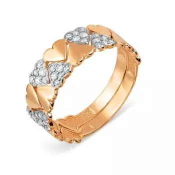 Кольцо с фианитами Линии Любви