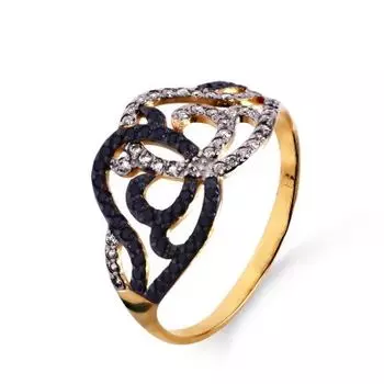 Кольцо с фианитами Линии Любви