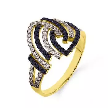 Кольцо с фианитами Линии Любви