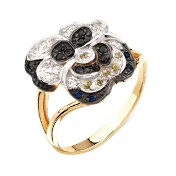 Кольцо с фианитами Линии Любви