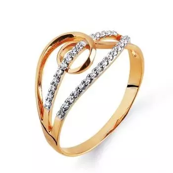 Кольцо с фианитами Линии Любви