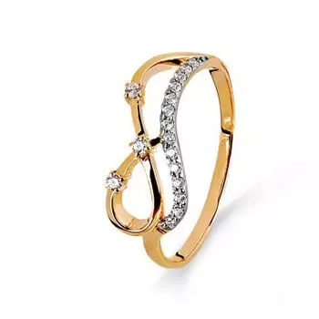 Кольцо с фианитами Линии Любви