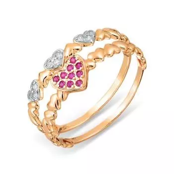 Кольцо с фианитами Линии Любви