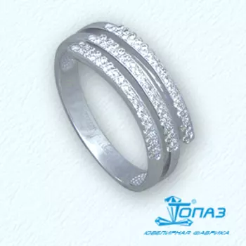 Кольцо с фианитами Линии Любви