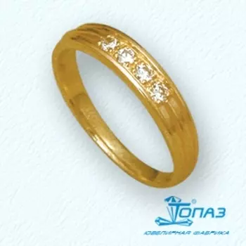 Кольцо с фианитами Линии Любви