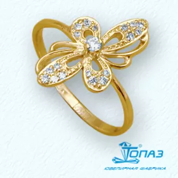 Кольцо с фианитами Линии Любви