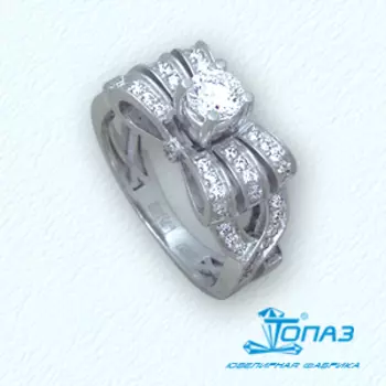 Кольцо с фианитами Линии Любви