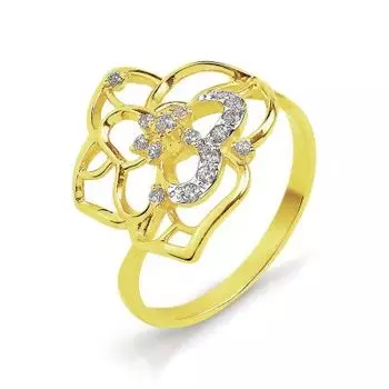 Кольцо с фианитами Линии Любви