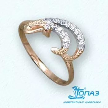 Кольцо с фианитами Линии Любви