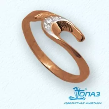 Кольцо с фианитами Линии Любви