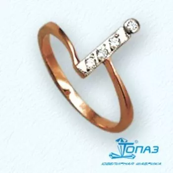 Кольцо с фианитами Линии Любви