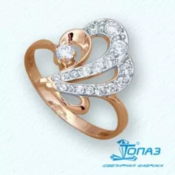 Кольцо с фианитами Линии Любви