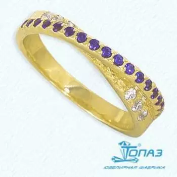 Кольцо с фианитами Линии Любви