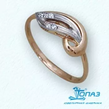 Кольцо с фианитами Линии Любви