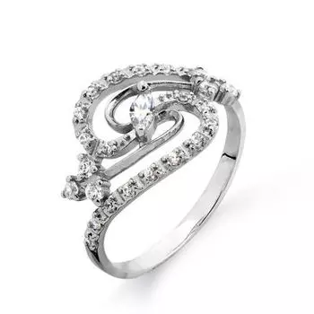 Кольцо с фианитами Линии Любви