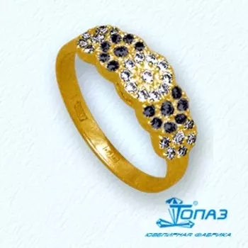 Кольцо с фианитами Линии Любви