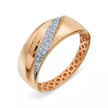 Кольцо с фианитами Линии Любви