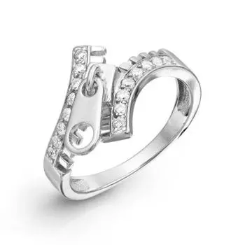 Кольцо с фианитами Линии Любви