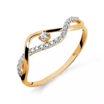 Кольцо с фианитами Линии Любви