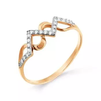 Кольцо с фианитами Линии Любви