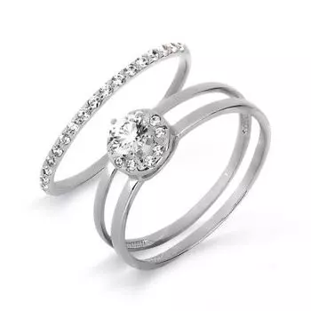Кольцо с фианитами Premium Линии Любви