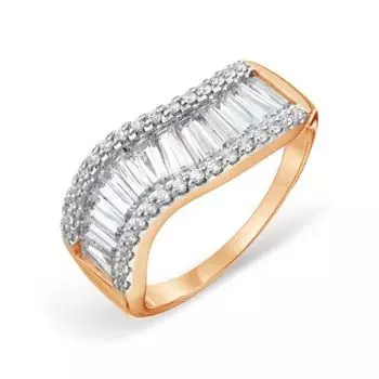 Кольцо с фианитами Premium Линии Любви