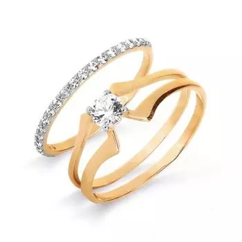 Кольцо с фианитами Premium Линии Любви