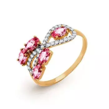 Кольцо с фианитами Premium Линии Любви