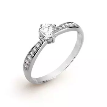 Кольцо с фианитом и фианитами Premium Линии Любви