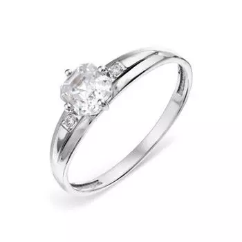 Кольцо с фианитом и фианитами Premium Линии Любви