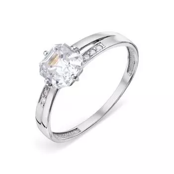 Кольцо с фианитом и фианитами Premium Линии Любви