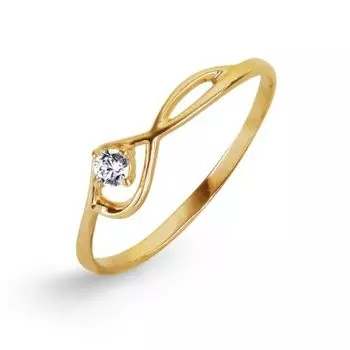 Кольцо с фианитом Линии Любви