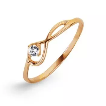 Кольцо с фианитом Линии Любви