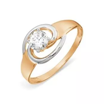 Кольцо с фианитом Линии Любви