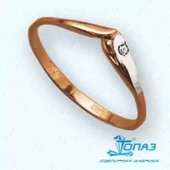 Кольцо с фианитом Линии Любви