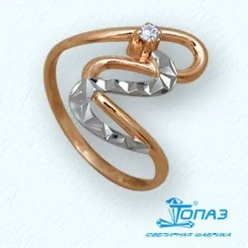 Кольцо с фианитом Линии Любви