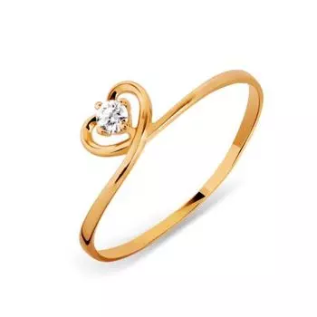 Кольцо с фианитом Линии Любви