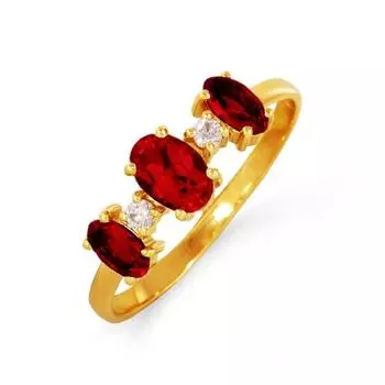 Кольцо с гранатами и фианитами Линии Любви