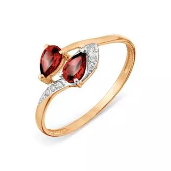Кольцо с гранатами и фианитами Линии Любви