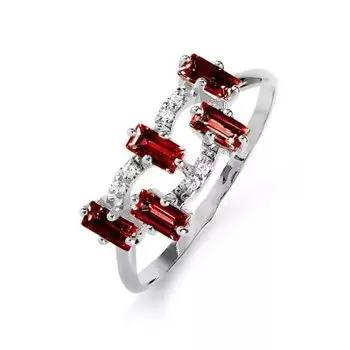 Кольцо с гранатами и фианитами Линии Любви