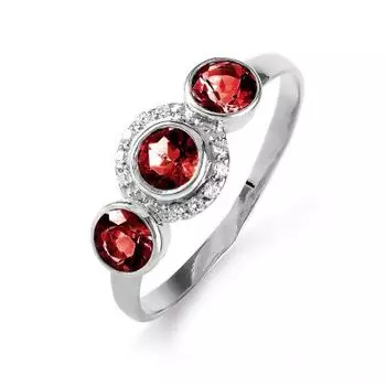 Кольцо с гранатами и фианитами Линии Любви