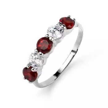 Кольцо с гранатами и фианитами Линии Любви
