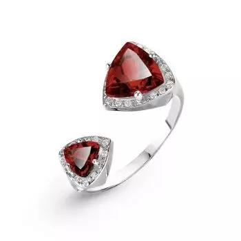 Кольцо с гранатами и фианитами Линии Любви