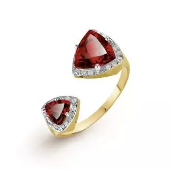 Кольцо с гранатами и фианитами Линии Любви