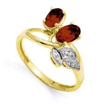 Кольцо с гранатами и фианитами Линии Любви