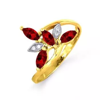 Кольцо с гранатами и фианитами Линии Любви