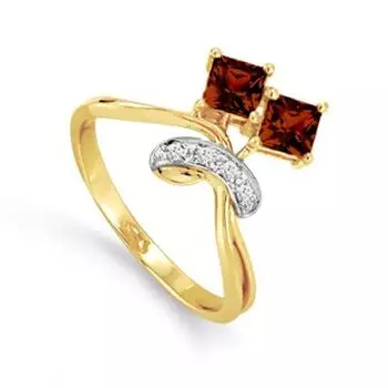 Кольцо с гранатами и фианитами Линии Любви