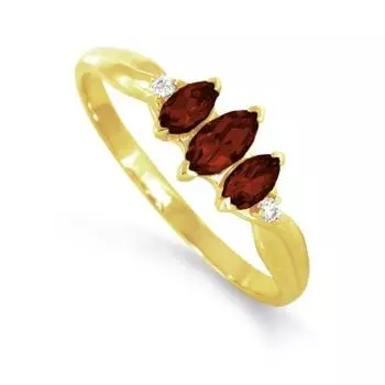 Кольцо с гранатами и фианитами Линии Любви