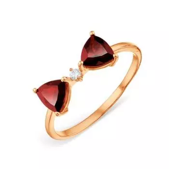 Кольцо с гранатами и фианитом Линии Любви