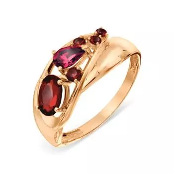 Кольцо с гранатами и родолитом Линии Любви